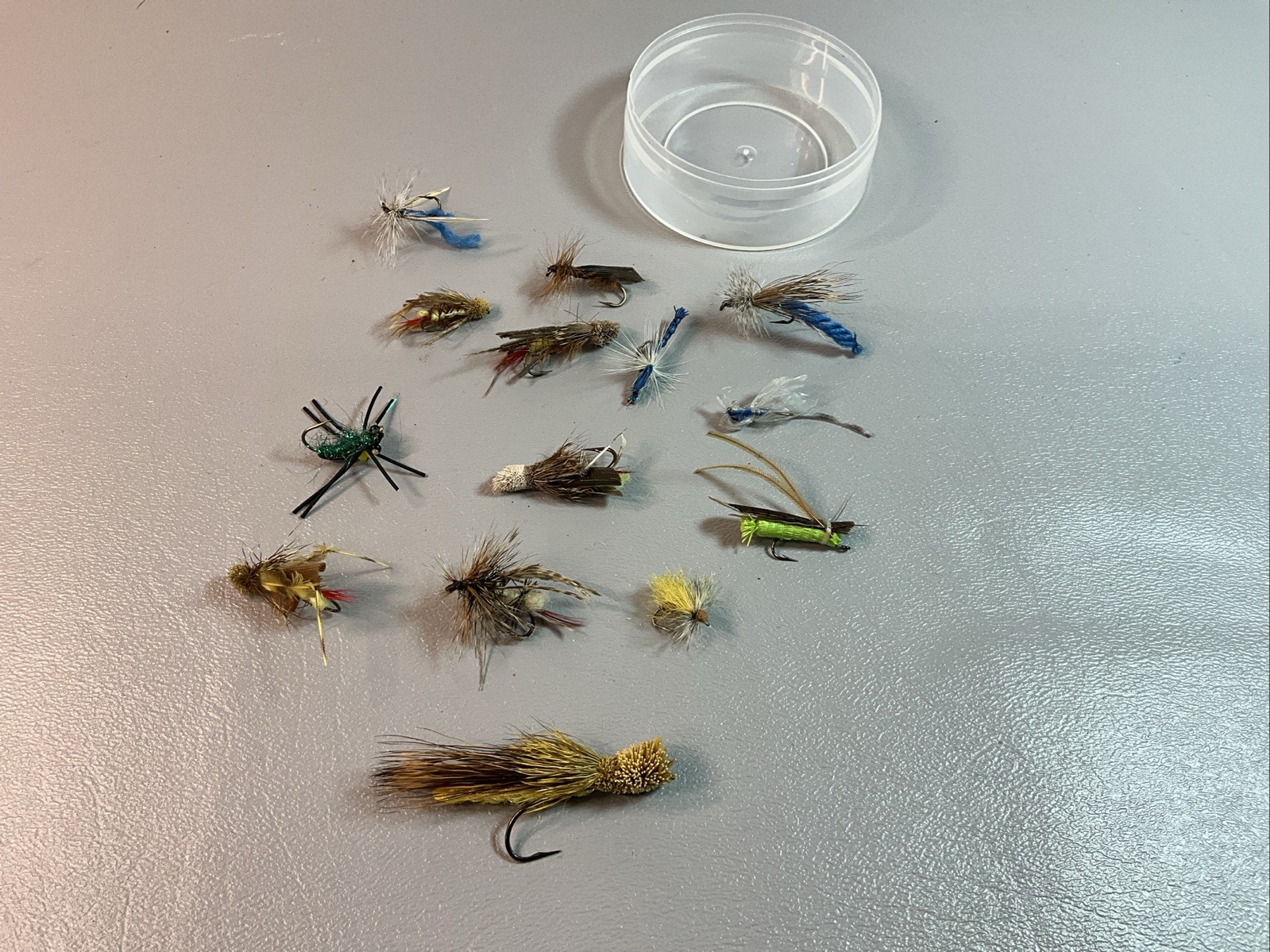 TROUT FLIES FOR FLY FISHING, HOPPERS (14) FOR  TROUT OR OTHER SPECIES. (S1053).