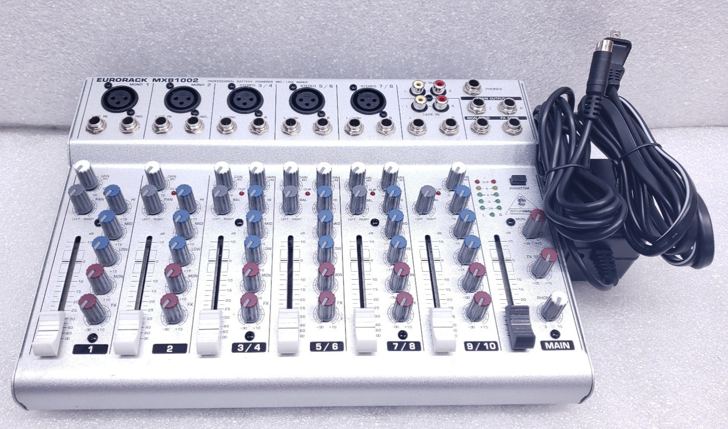 Behringer Eurorack MXB1002 10-Channel 2-Bus Mixer Phantom W/ Power Supply #99