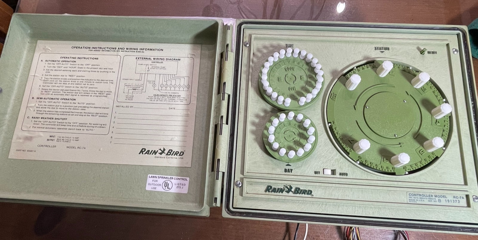 Vintage Rain Bird RC-7A Irrigation Sprinkler Controller Timer Rare Untested