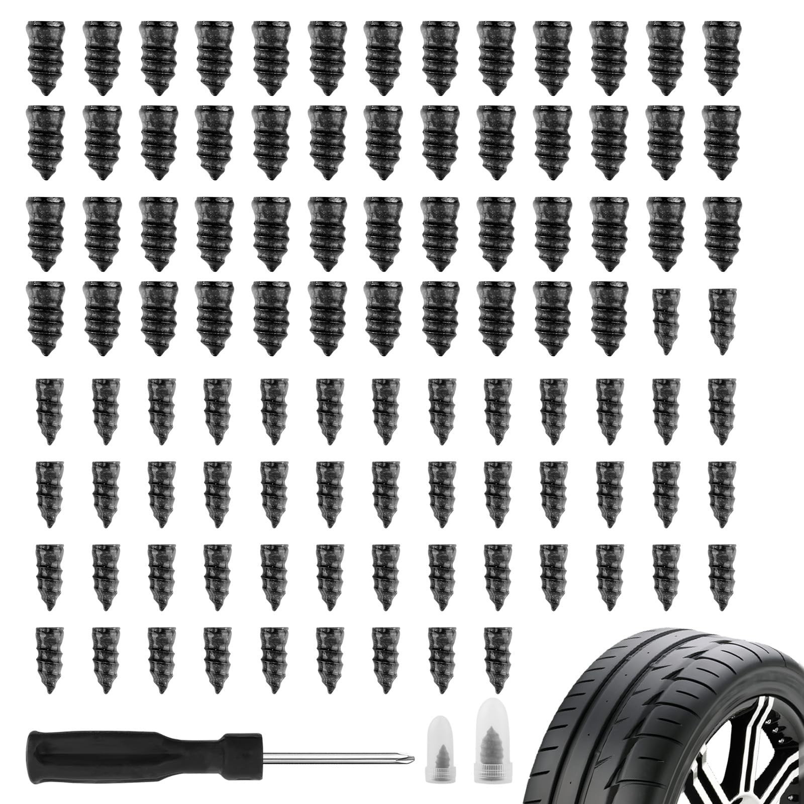 100PCS Car Tire Plug Kit,Practical Tire Screw Plug Repair Kit with Screwdrive...