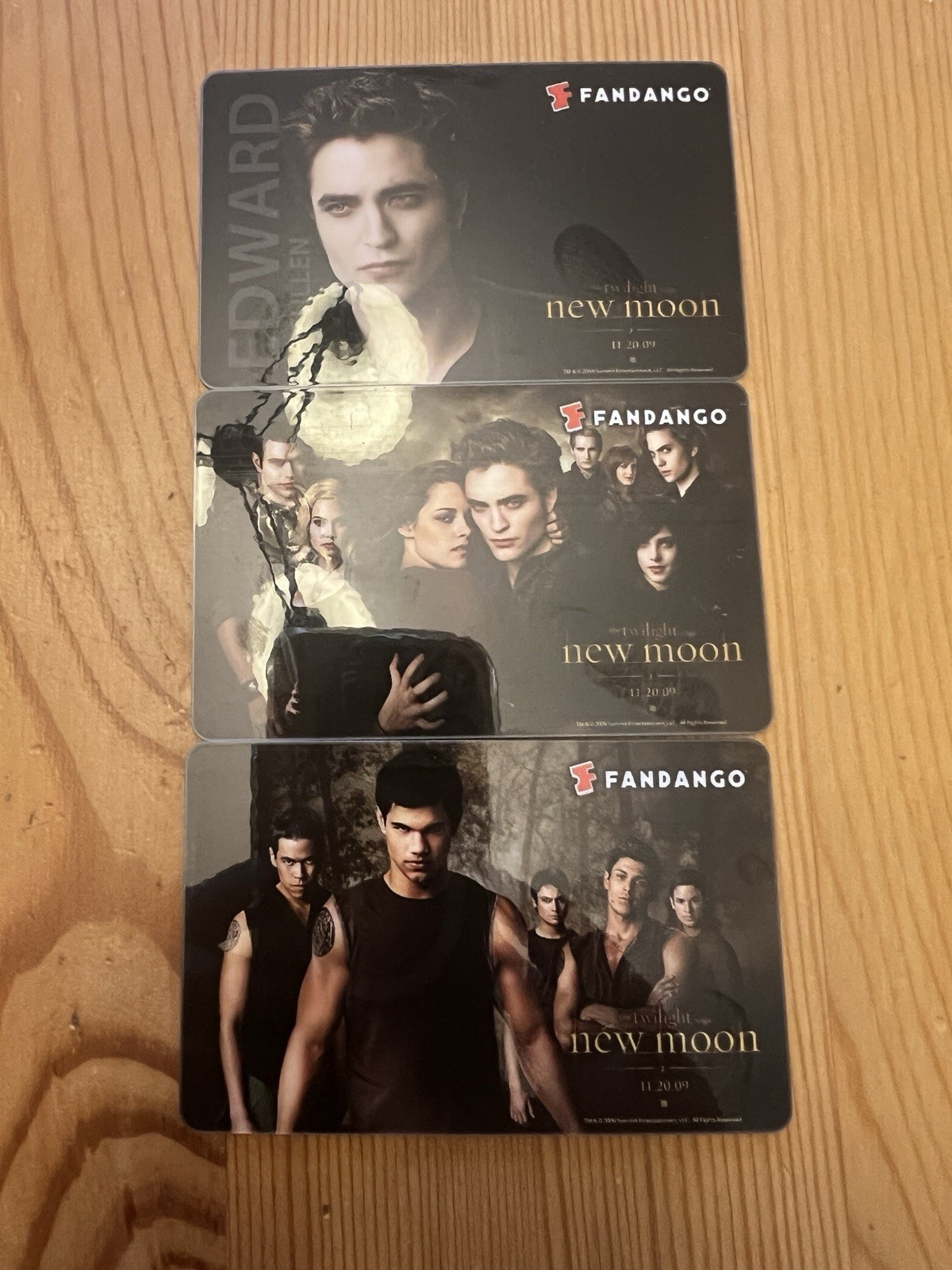 The Twilight Saga New Moon Fandango Unused Gift Cards, Unique Lot Of 3. Rare!