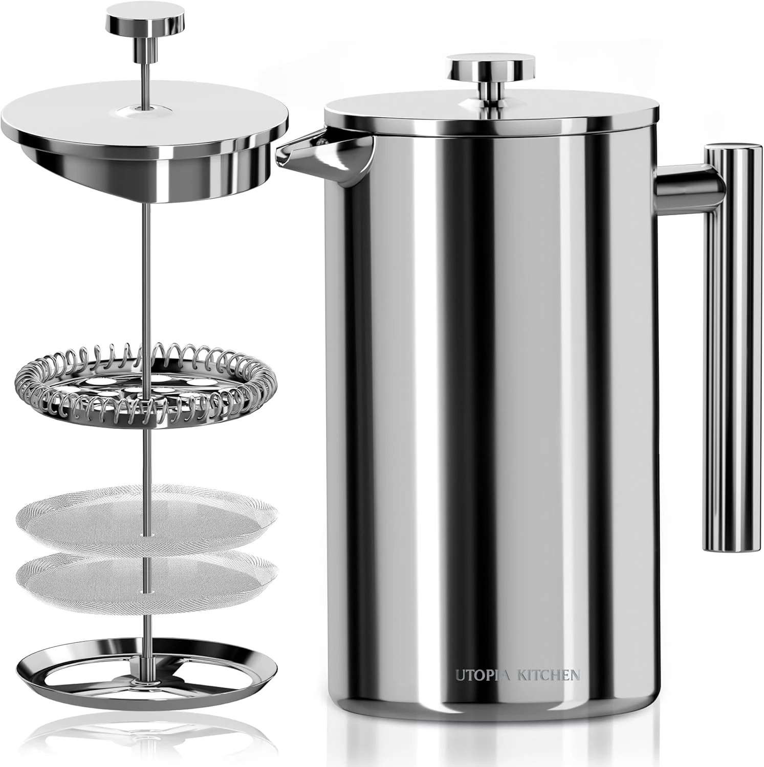 304 Grade Stainless Steel French Press Coffee Maker 12 Oz, Double