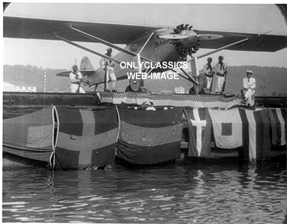 1927 CHARLES LINDBERGH AIRPLANE AVIATION-NAVY SOLDIER GUARD TRANSPORT 5x7 PHOTO