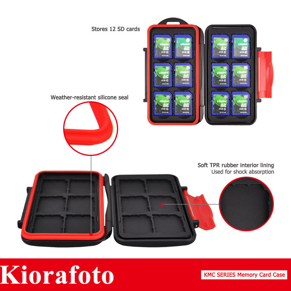 KIORA Water-Resistant Memory Card Case Holder With Carabiner Stores fr 12SD Card