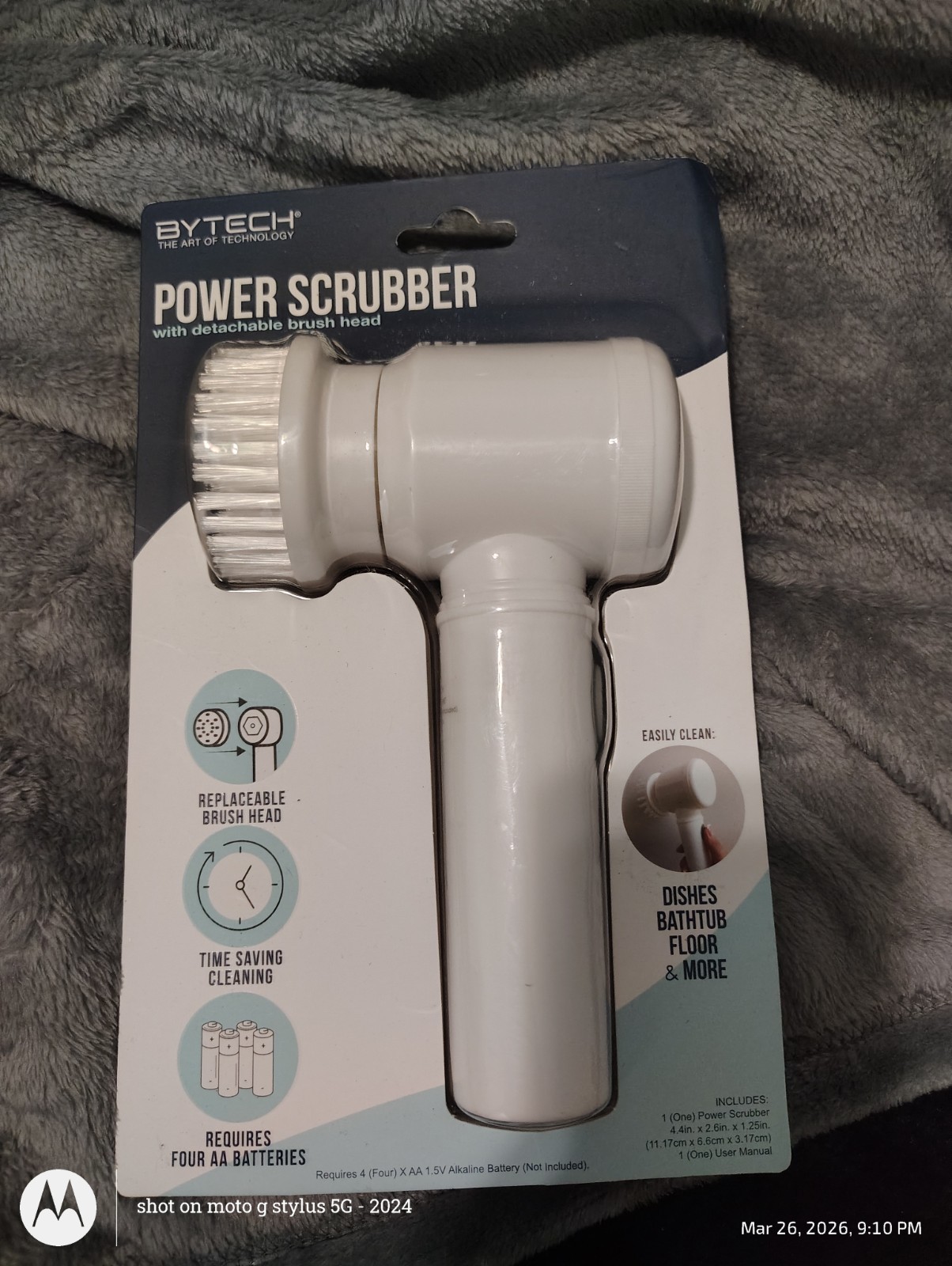 Bytech Power Scrubber with Detachable Brush Head(Model: BY-HH-MC-103-WT)