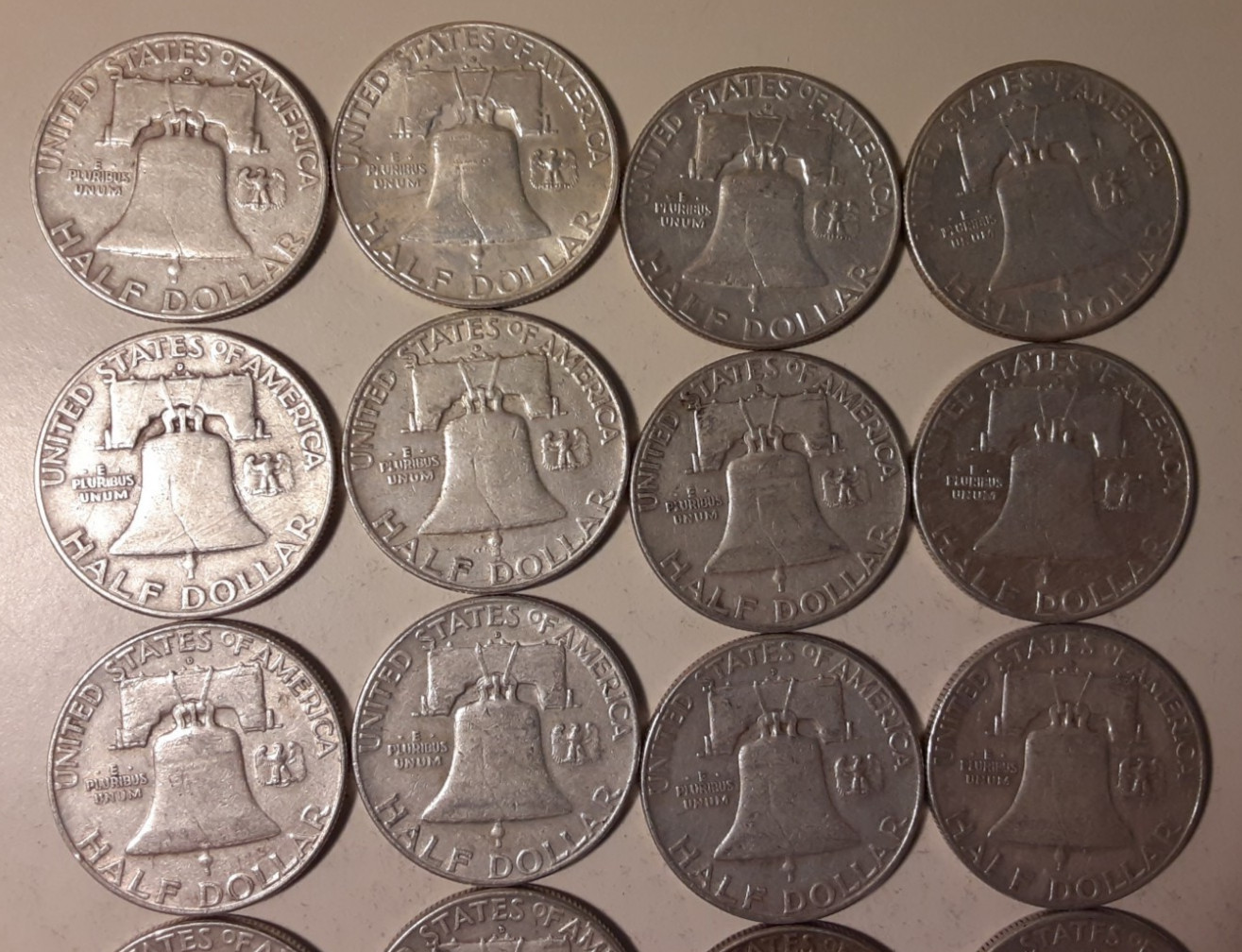1961-D $10 Face Value 90% Silver Franklin Half Dollars various grades (#11-RDF)