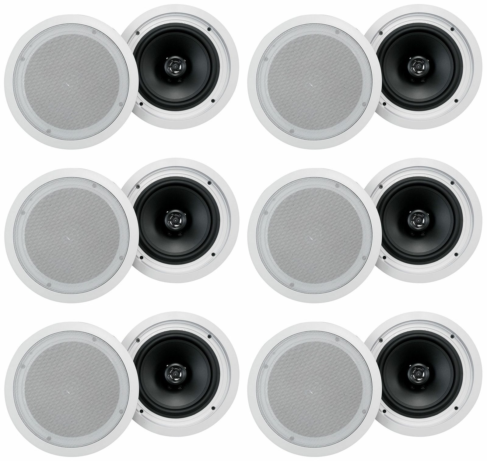 (12) Rockville HC85-16 White 8" 700 Watt In-Ceiling Home Theater Speakers 16 Ohm