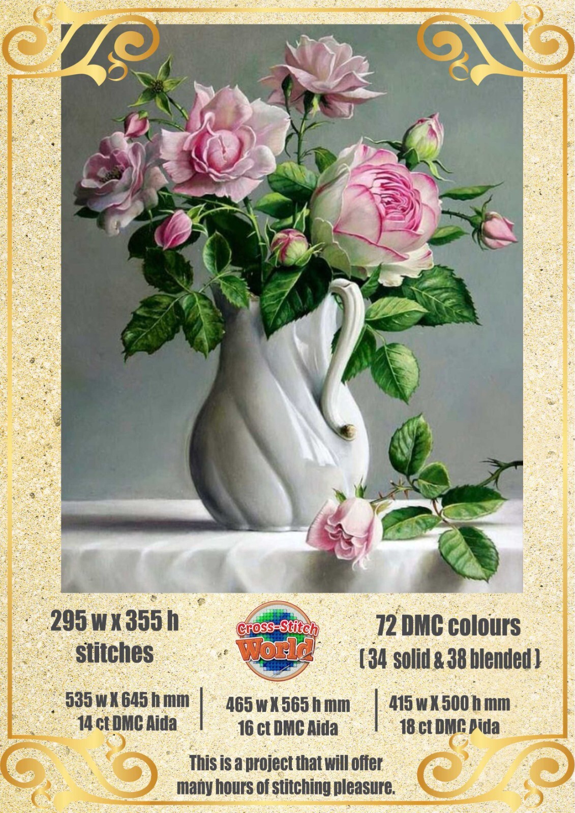 Roses in twisted vase 1149 Chart Counted Cross Stitch Pattern Needlework