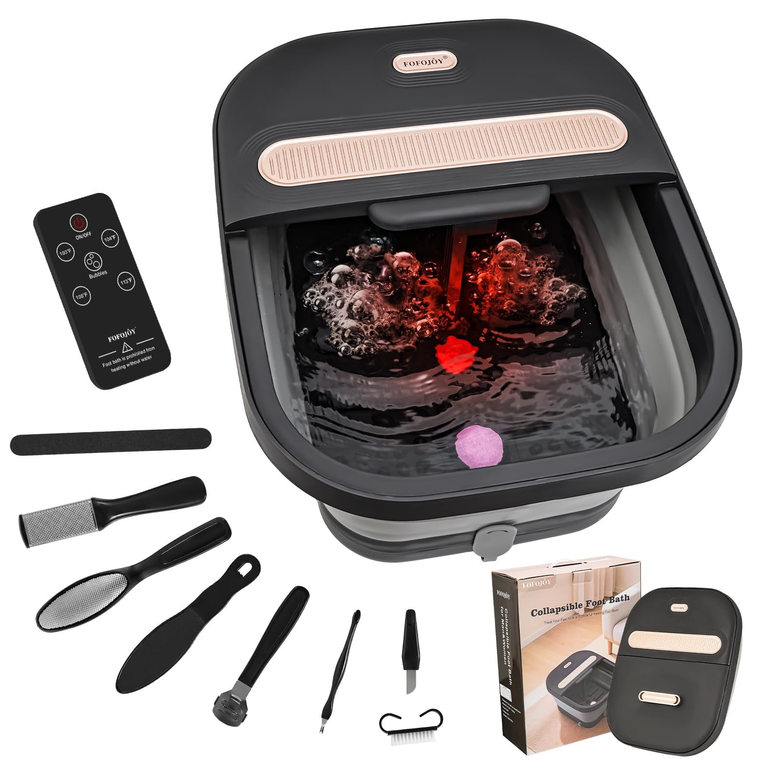 Collapsible Foot Spa Bath with Massager and Heat and Bubble Jets, Temperature...
