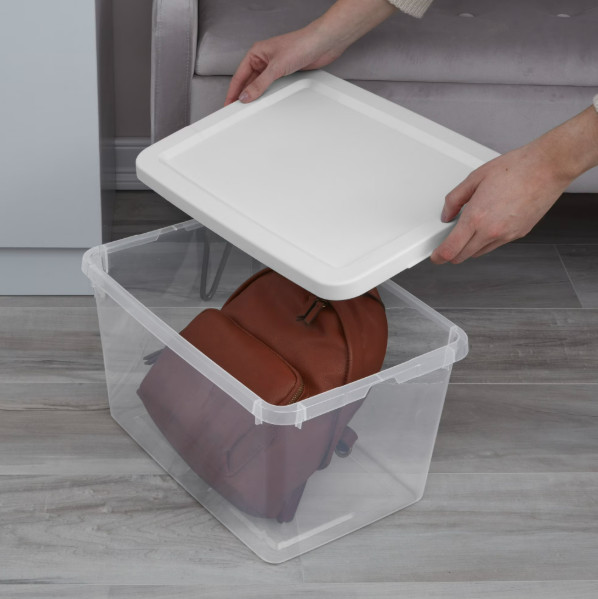 Sterilite 20 Quart Small Storage Bin Plastic Container with Snap On Lid 2pk