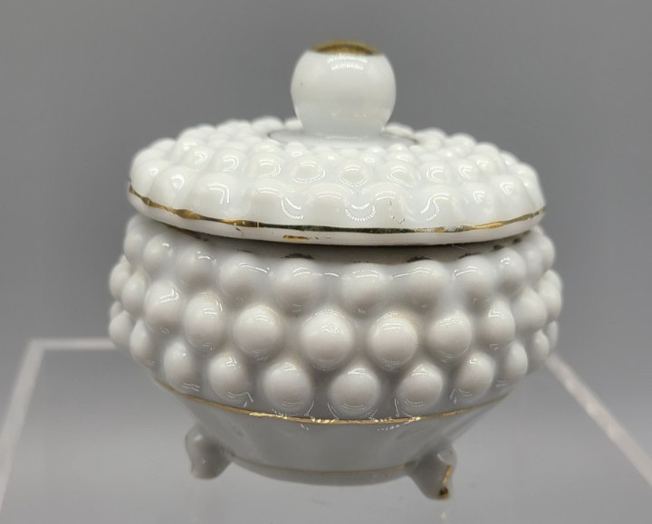 Japanese Hobnail Creme Trinket Box