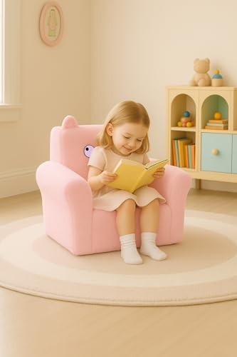 Cute Animal Toddler Foam Chair, Soft Faux Rabbit Fur, Comfy Toddler Lounge