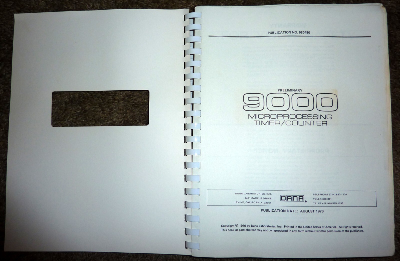 Dana Laboratories 9000 Microprocessing Timer/Counter Instruction Manual 1976 OEM