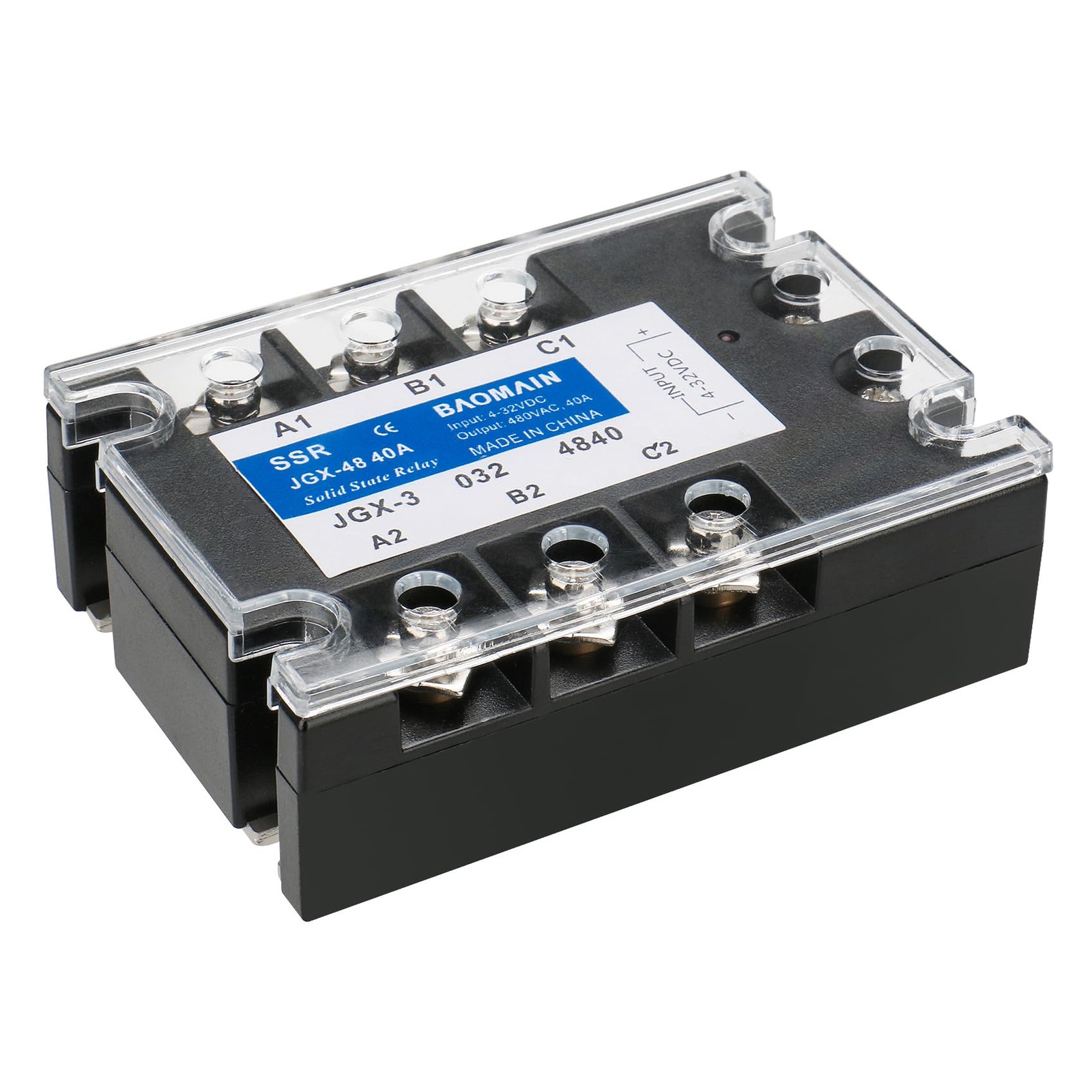 3 Phase Solid State Relay JGX-3340A 4-32 VDC Input 480VAC 40 Amp Output DC AC