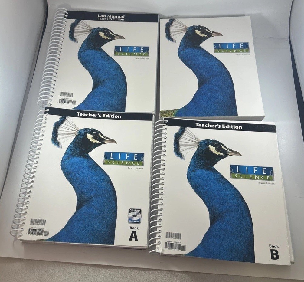 BJU Press Life Science 4th Edition Teacher's Editions Books A, B, Lab Manual Stu