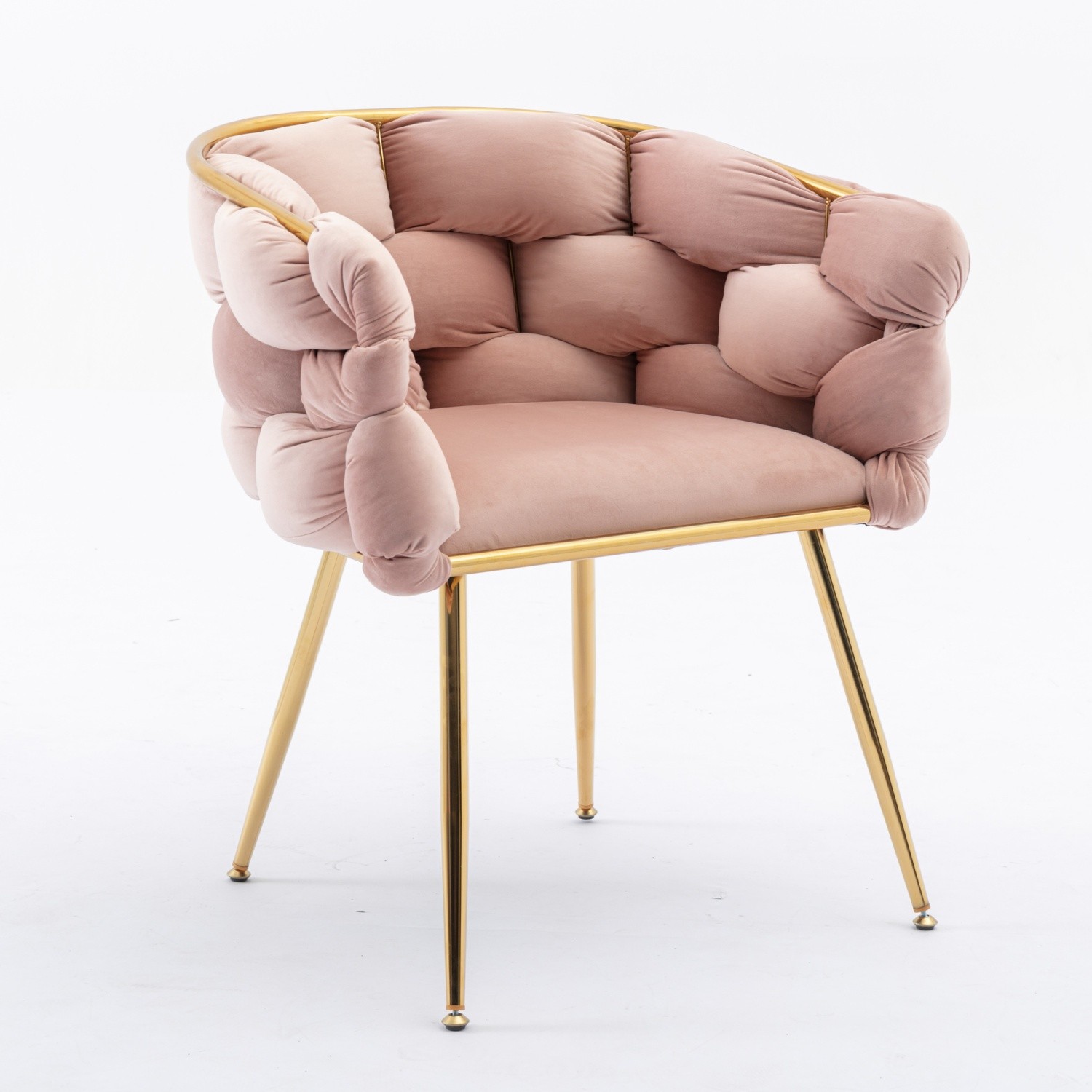 Set of 2 Velvet Accent Chairs Modern Lounge Chairs with Metal Frame for Bedroom