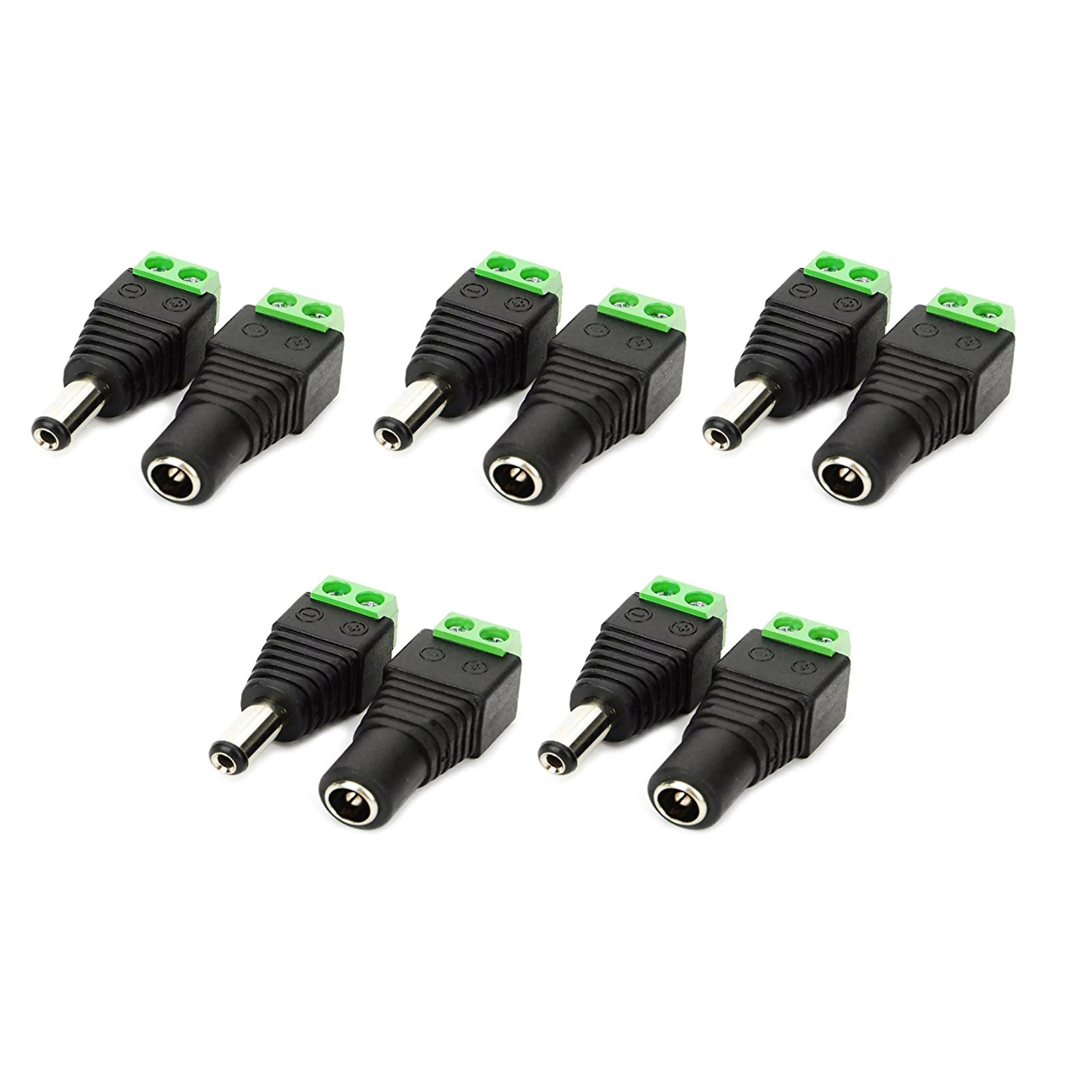 10pcs Male+Female DC Power Jack Connector Plug 2.1 x 5.5mm for Single Strip LED