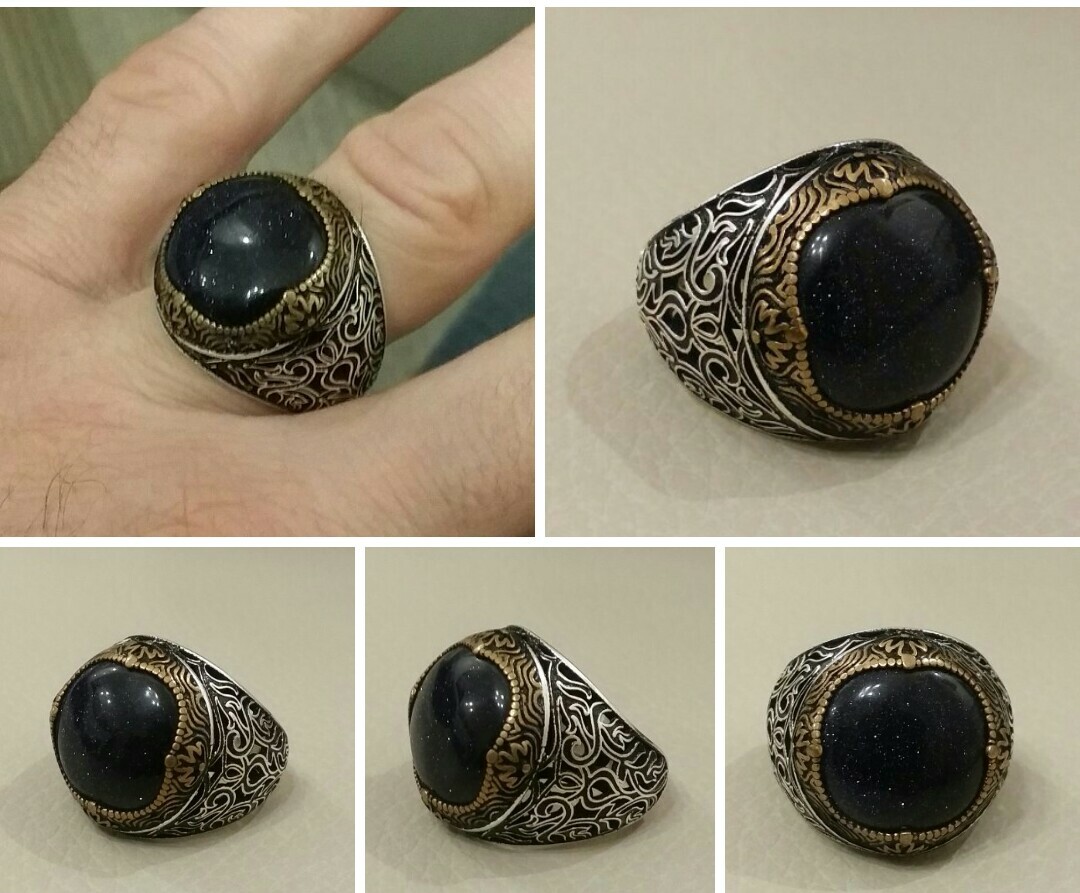 925 SILVER RING Sterling Star Quartz Solitaire Seal Man Ring $