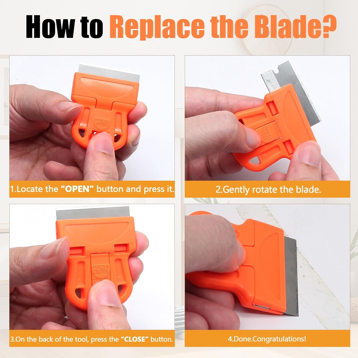 2 Sets Razor Blade Scrapers with Plastic Scraper Tool | Extra 10 Plastic Razor B