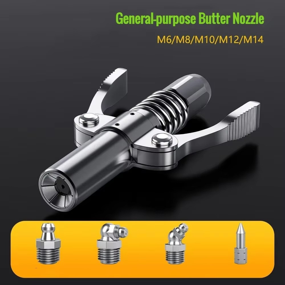 Grease Gun Coupler Double Handle High Pressure Quick Release Lock Oil Nozzles