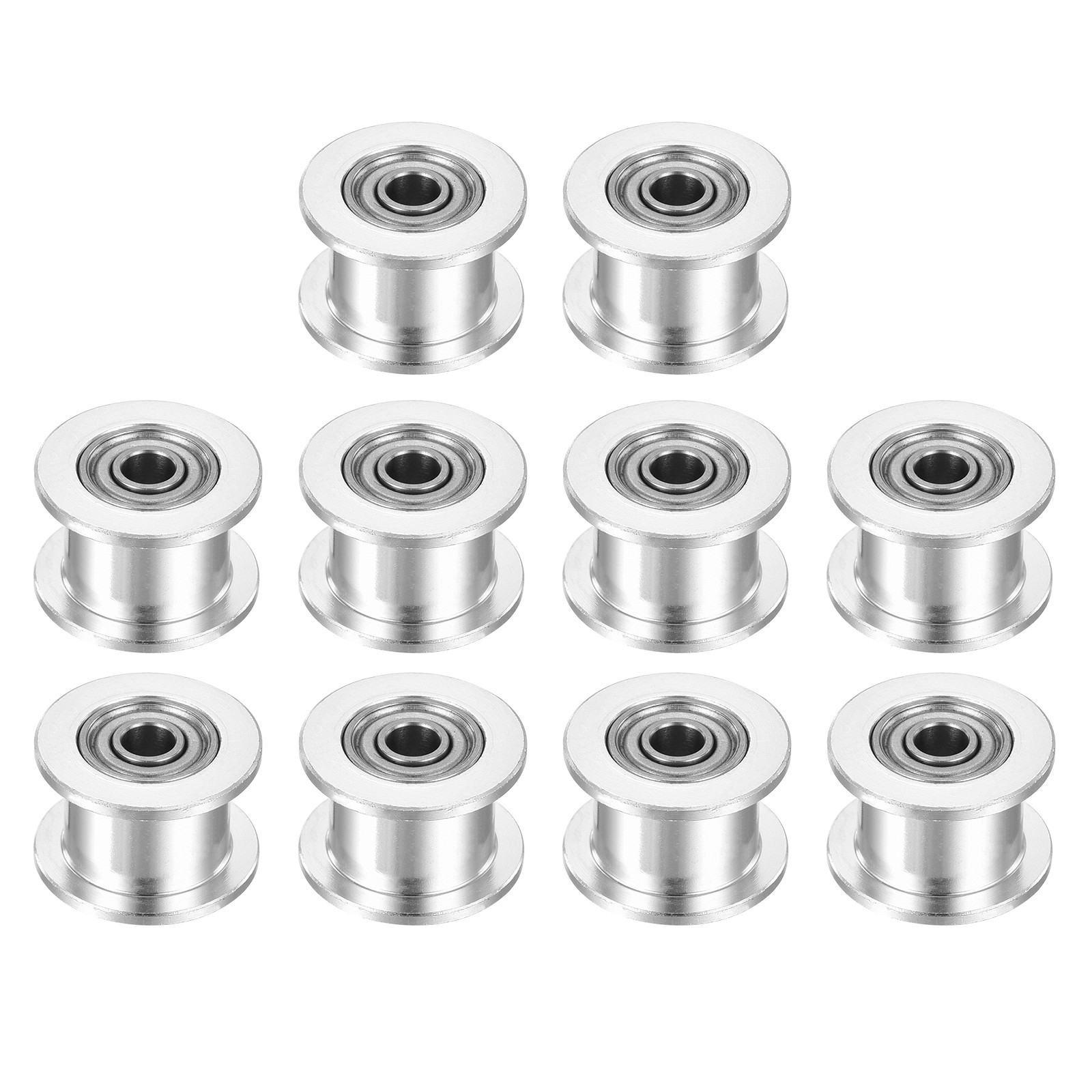 10 Pcs 2GT Idler Pulley Toothless 3mm Bore for 6mm Belt Silver