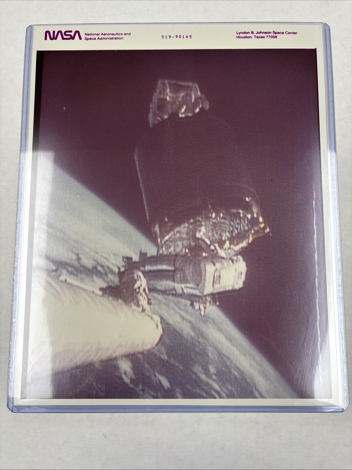 NASA 51-A Discovery Allen/ Gardner Repair Satellite Purple Numbered Press Photo