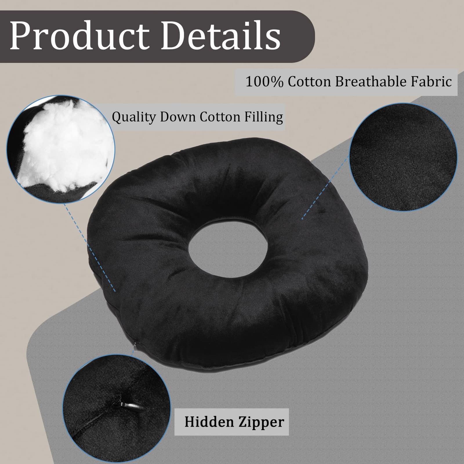 coceyese Ear Piercing Pillow for Side Sleepers with Hole, ALL, Black