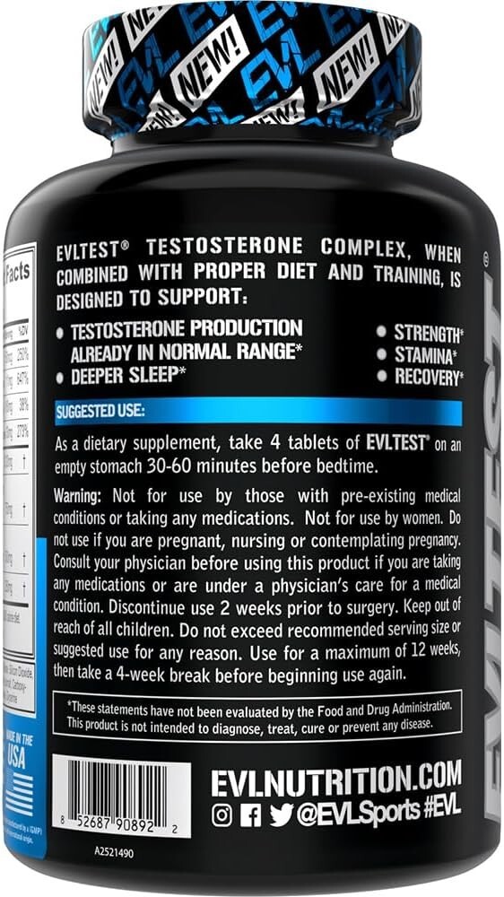 Evlution Nutrition EVL TEST - Natural Testosterone Booster - 30 Servings