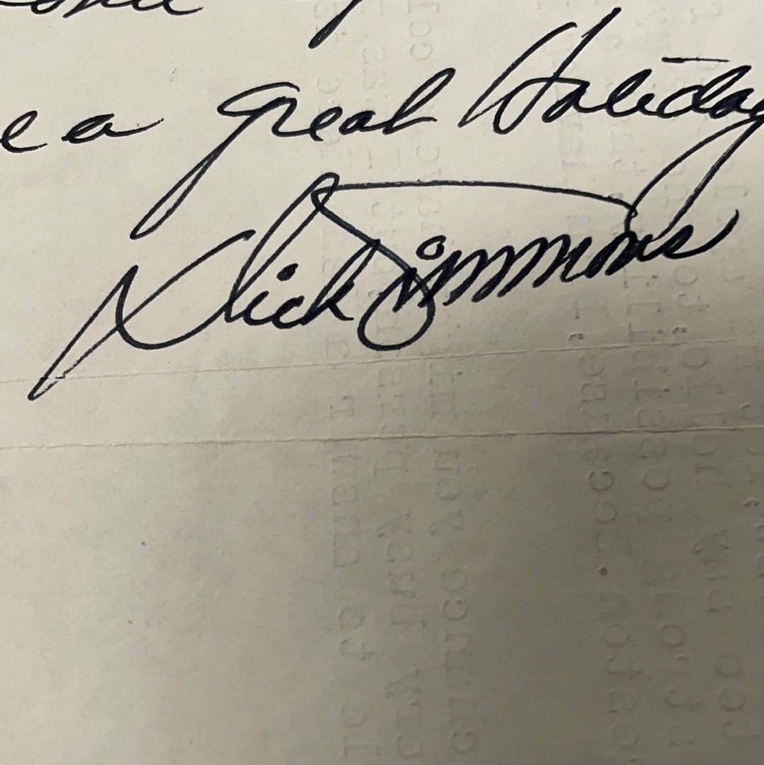 Dick Simmons autographed letter JSA certified
