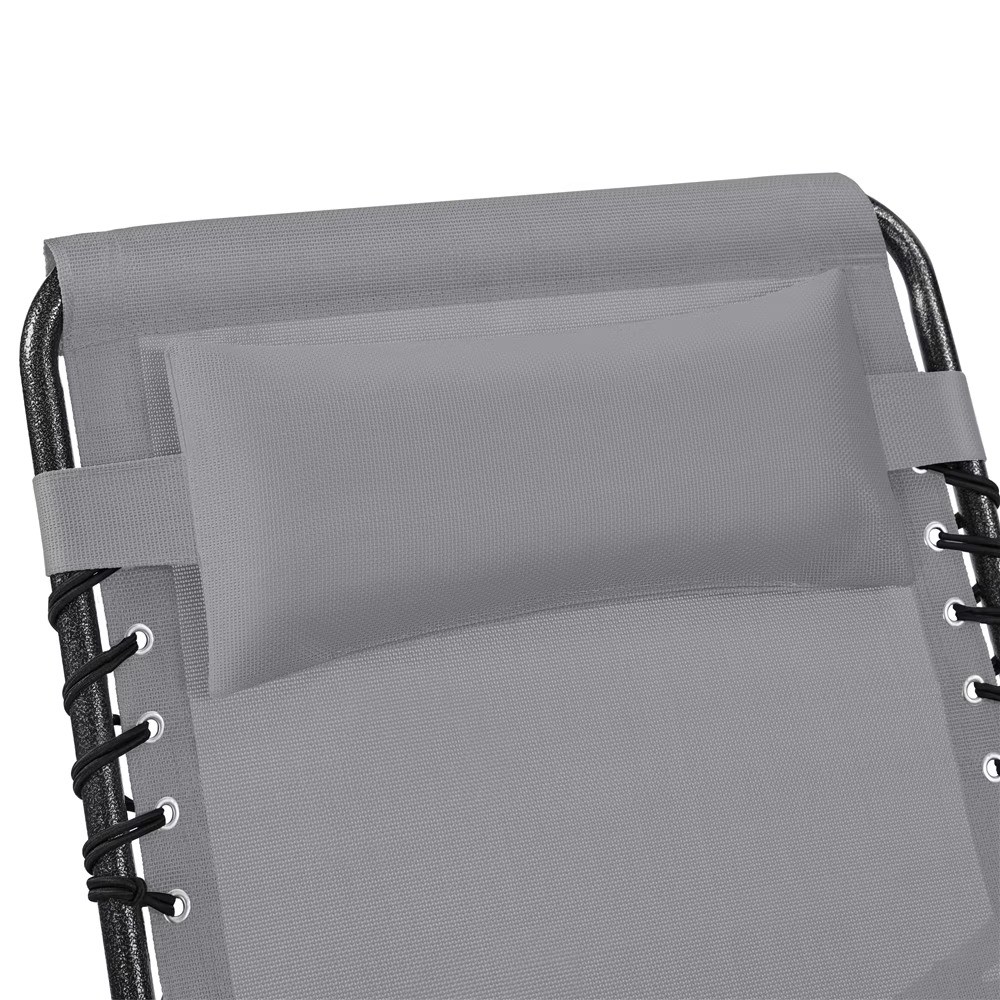 Outdoor Folding Tanning Chair with 5 Back Position, Gray