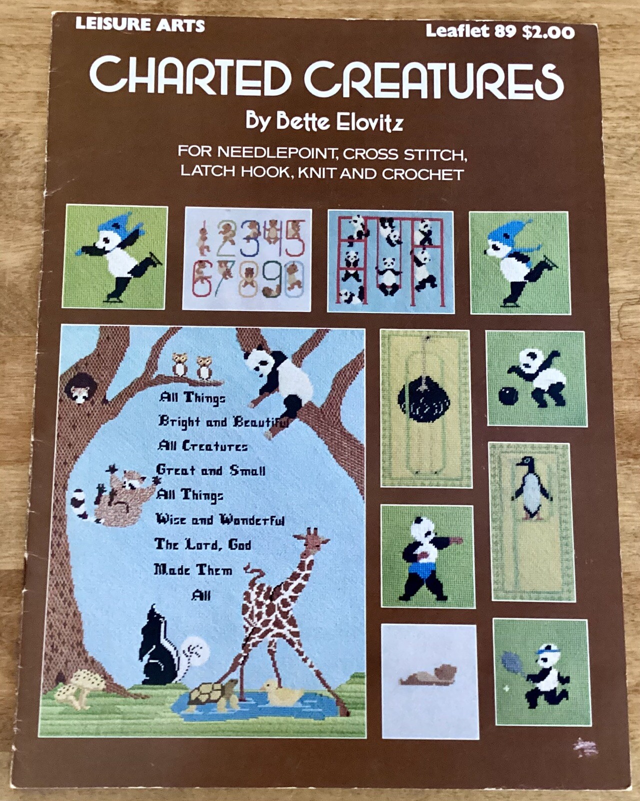 LEISURE ARTS #89, CHARTED CREATURES-Bette Elovitz, Needlework Projects, 1976
