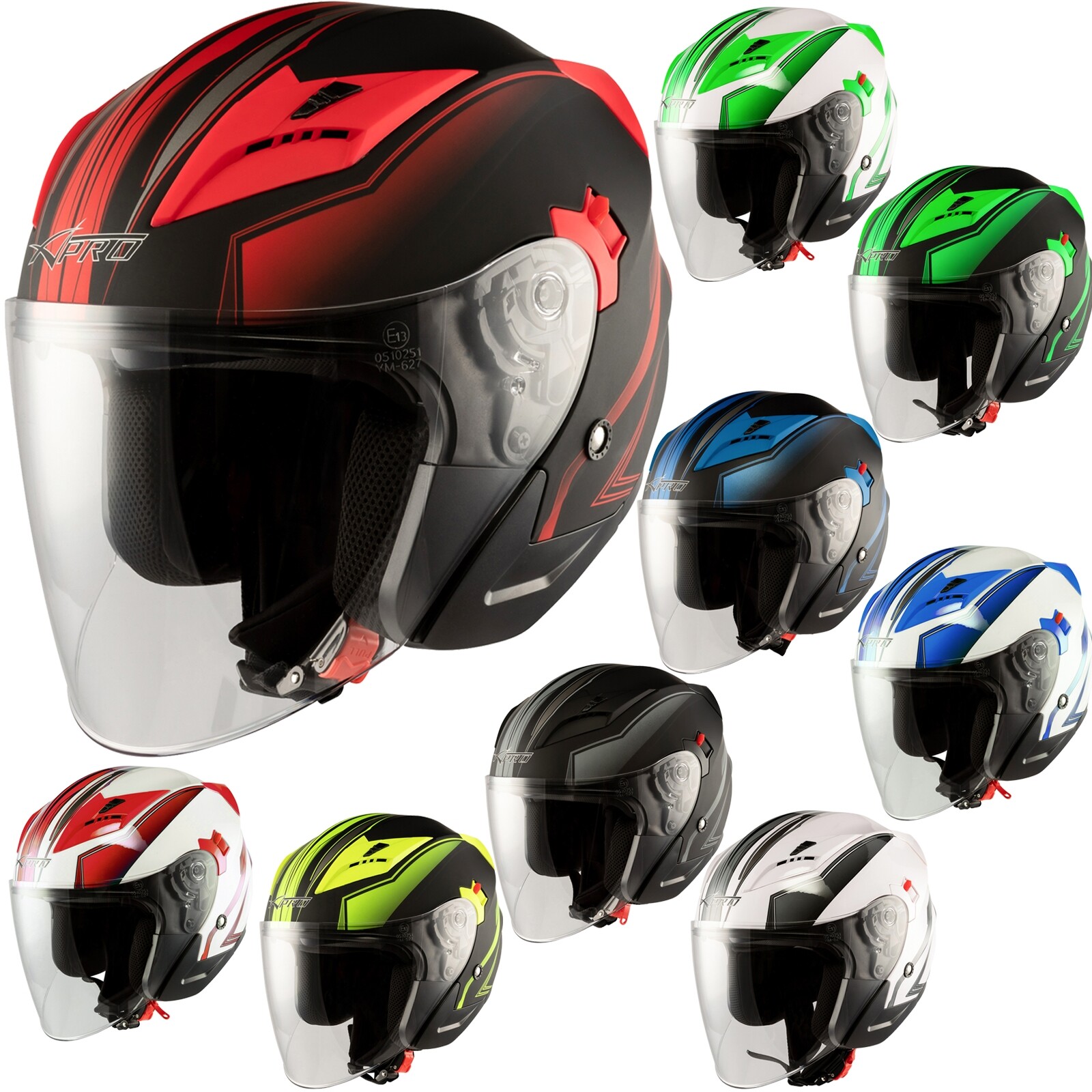 Motorcycle Helmet Jet Scooter Double Visor ECE 22-06 Certified
