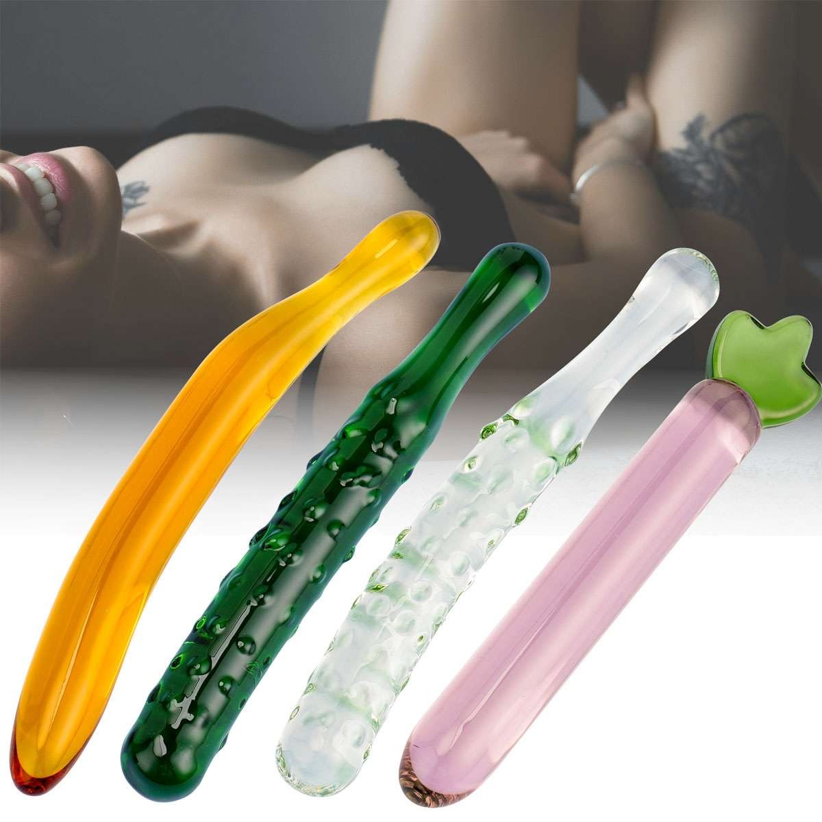 Crystal Glass Dildo Cucumber Anal Plug Massage Masturbation for Women Sex Toys