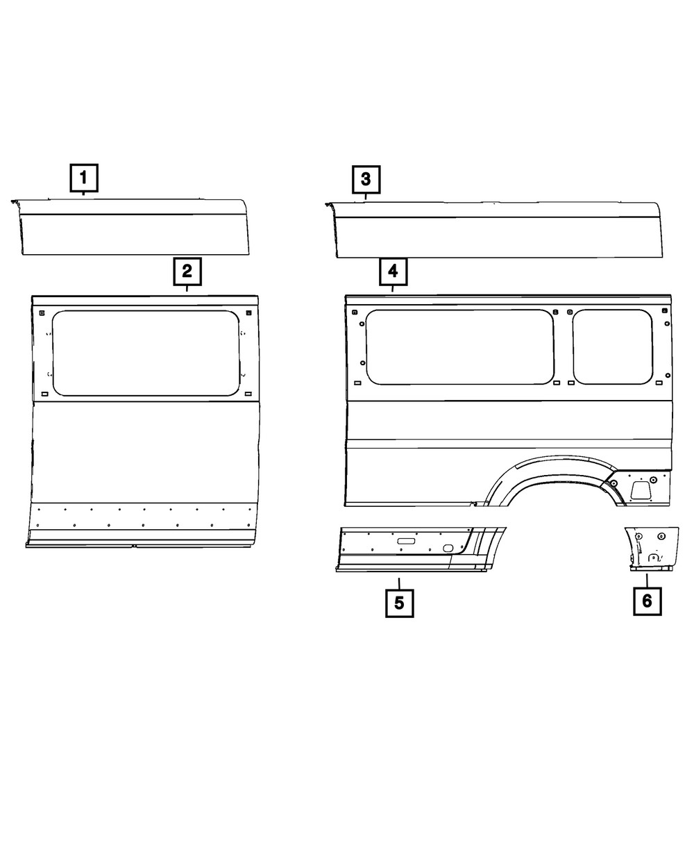 OEM NEW Mopar 2014-2023 ProMaster 1500 Body Side Aperture Panel RH 68095755AB