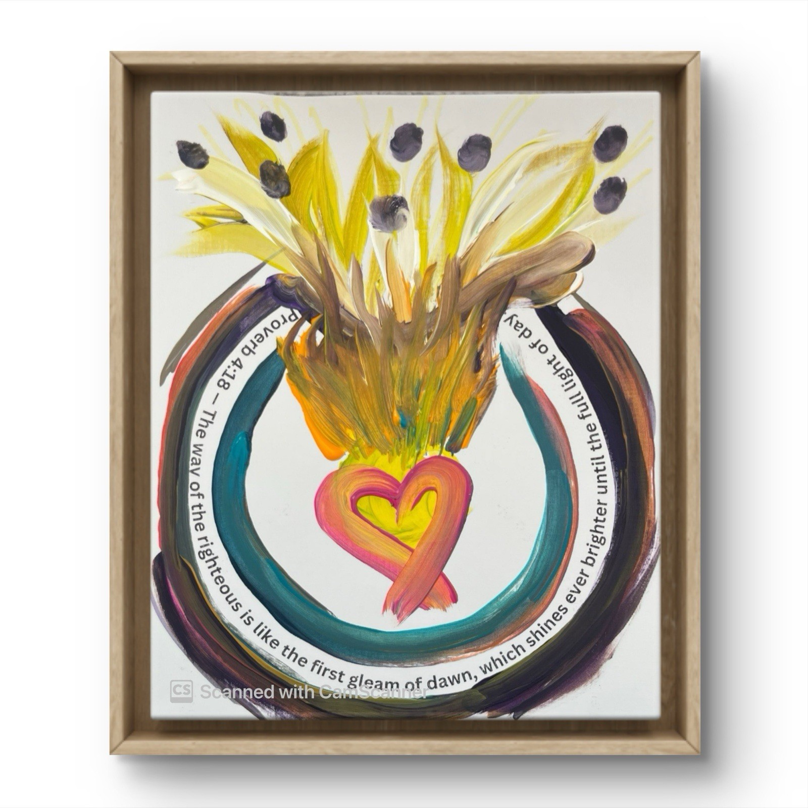 BLESSED#1010 Bible Verse Floral  8x10 Original PROVERB 4:18 Abstract  Impasto