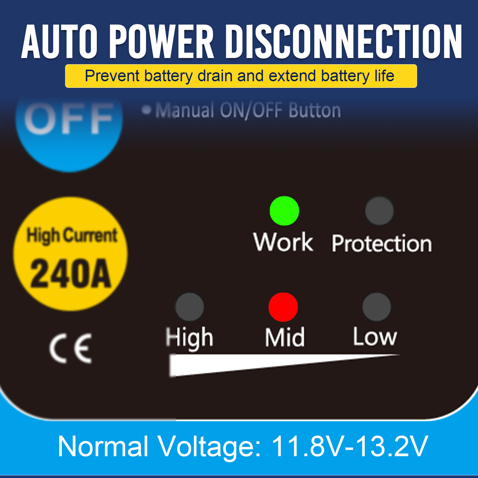 12V 240A Remote Battery Disconnect Switch Kill Automatic Power Shut Off Switch