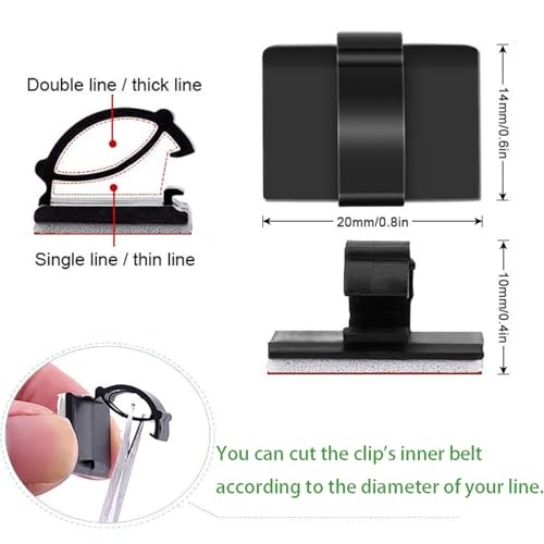 Cable Clips with 3M Adhesive 30PCS Black