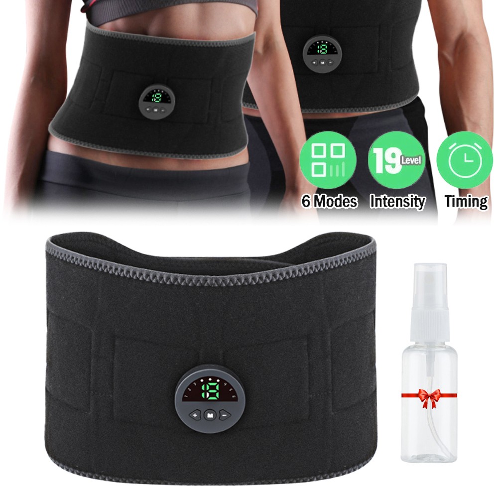 Muscle Stimulator EMS Trainer Tactical Abdominal Massager Belt with Spray Bottle