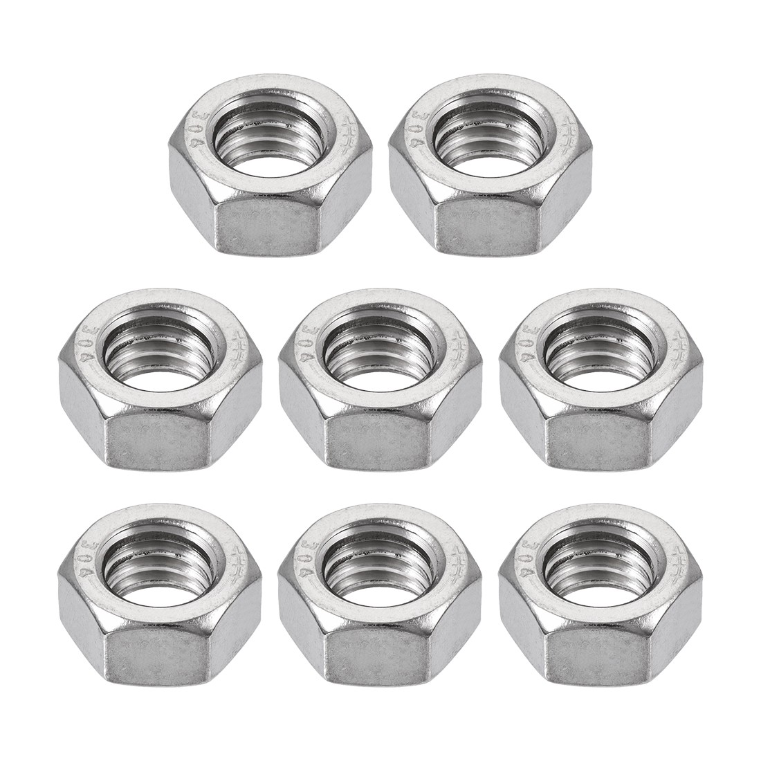8pcs 1/2"-12 BSW Thread 304 Stainless Steel Hex Nut Fastener Silver Tone