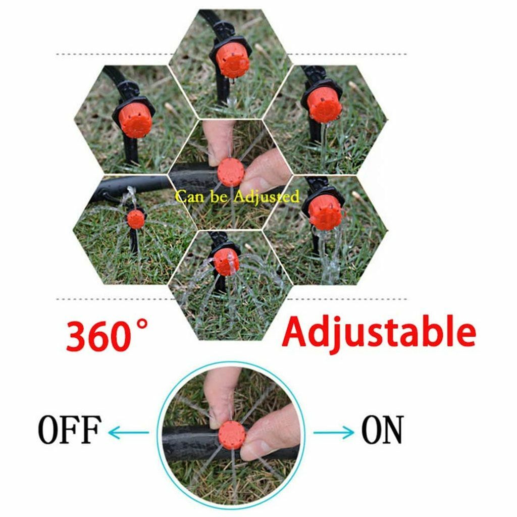 100Pc Adjustable Emitter Dripper Micro Drip Irrigation Sprinkler Watering System