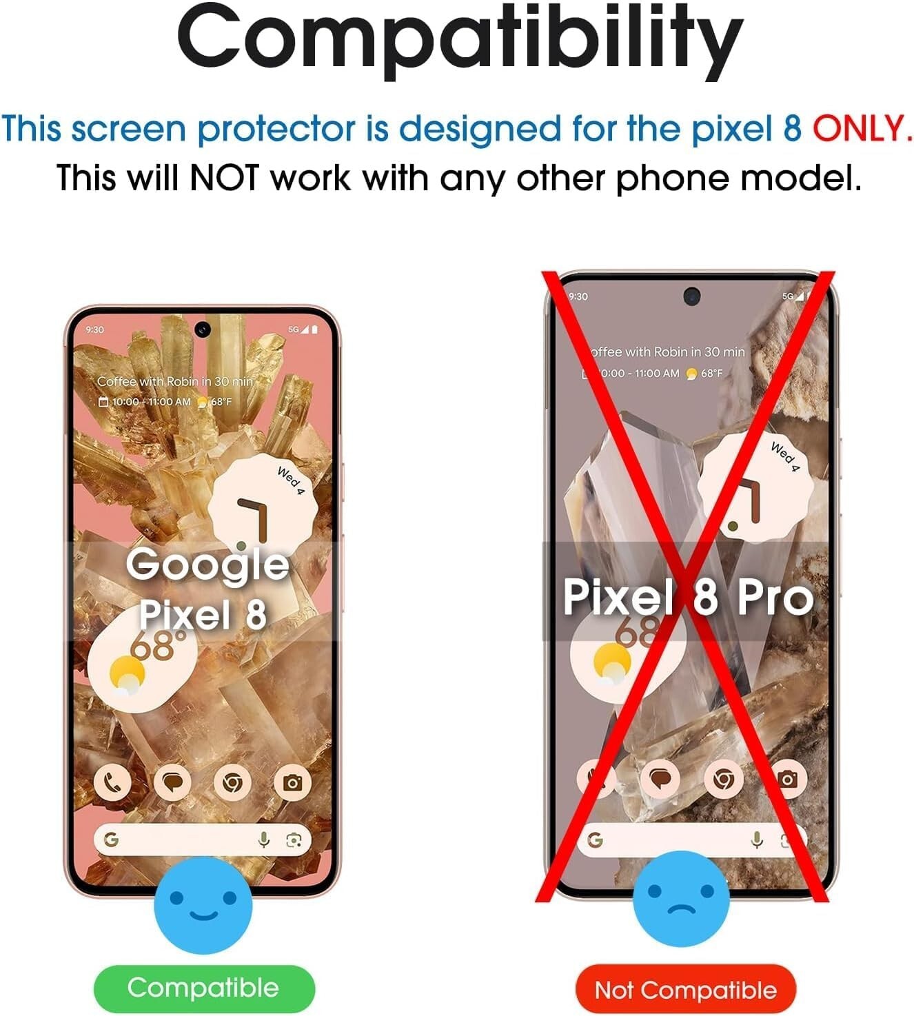 amFilm 3+1 Pack for Google Pixel 8 Screen Protector Tempered Glass