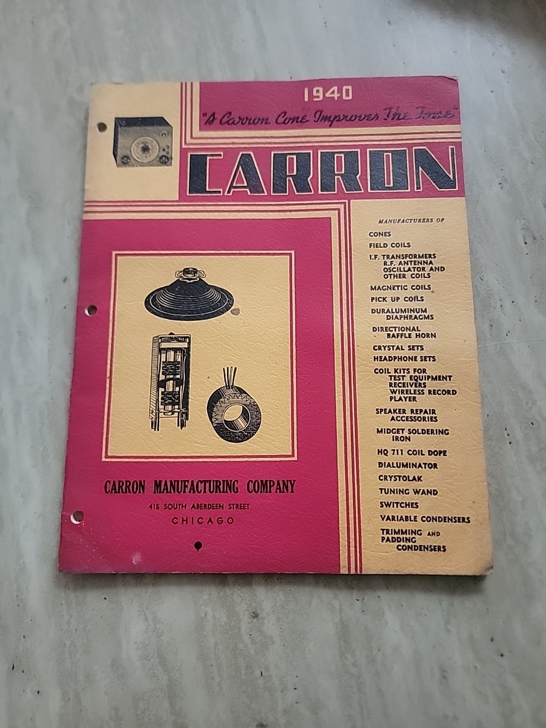 1940 Carron Catalog Speaker Cones, Coils, Repair Accessories