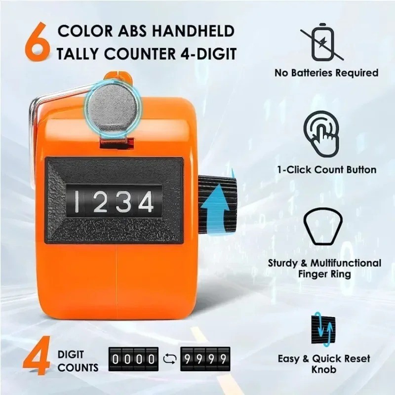 Hand Tally Counter, Handheld 4 Digit Lap Counter, Manual Mechanical Clicker HO