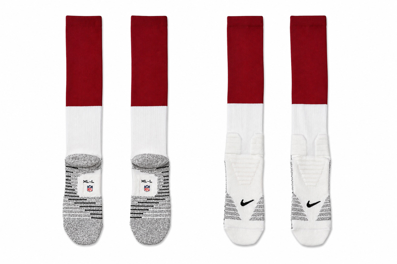 Lot of 2 Pairs Nike NFL On-Field Vapor Football Crew Socks Men's XL Red White