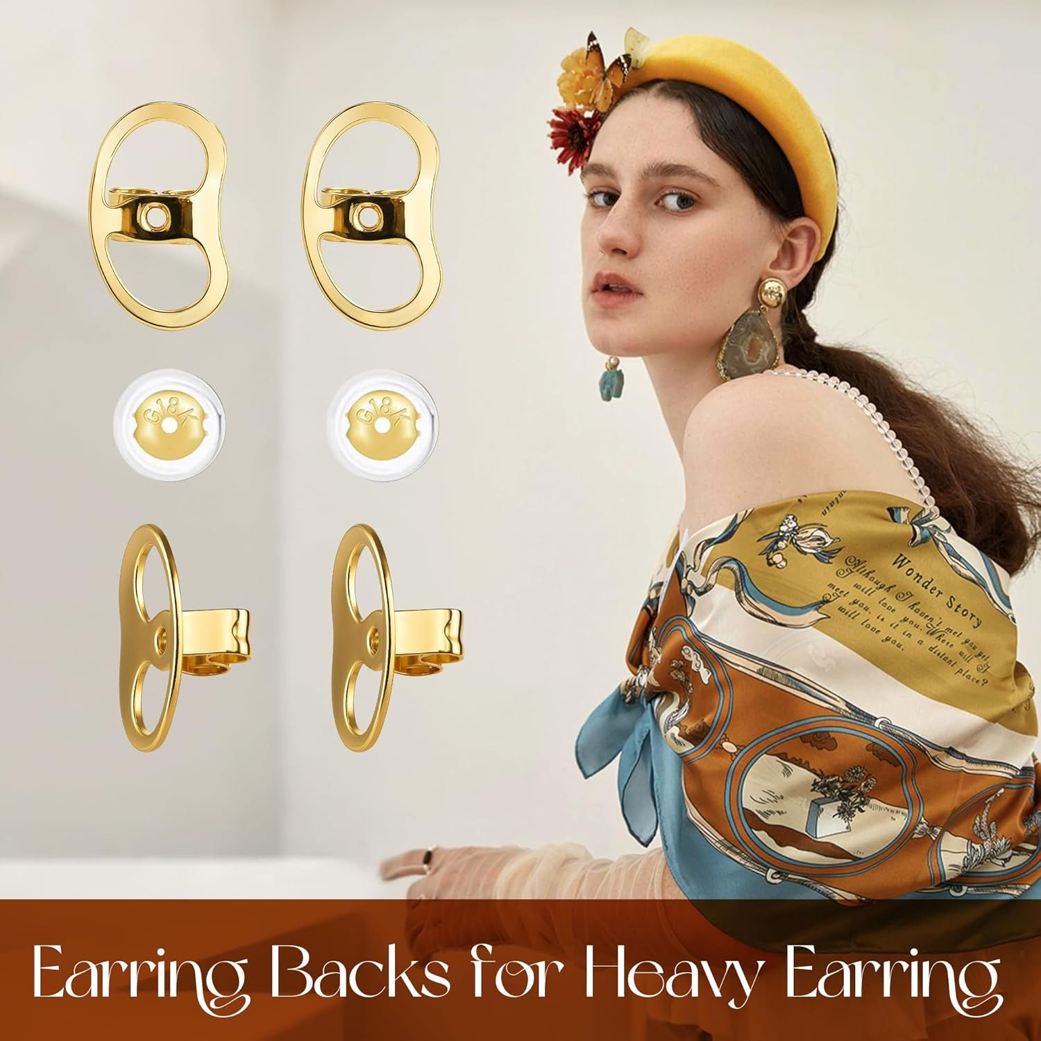 Earring Backs Replacements for Droopy Ears, Heavy Earrings Lifters, Locking Ear