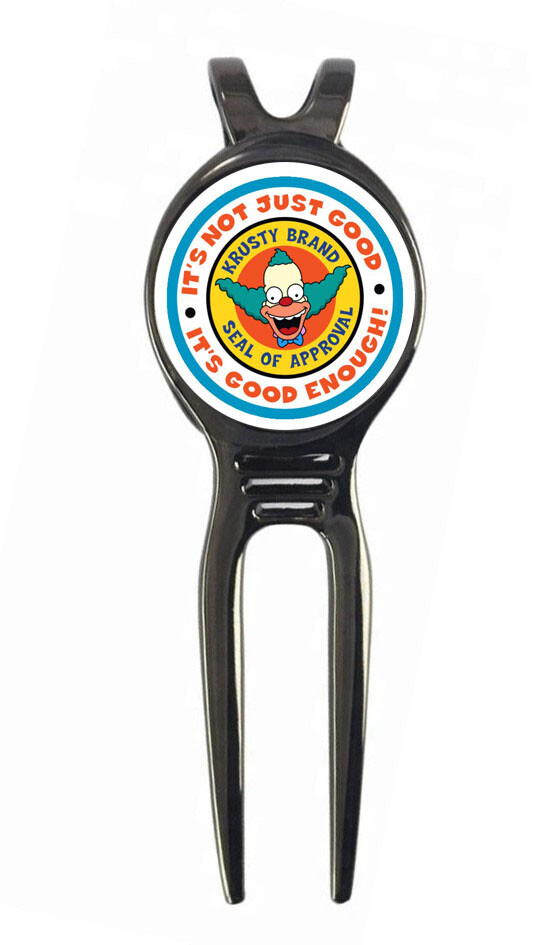 Simpsons Krusty Seal of Approval Golf Ball Marker + Black Gunmetal Divot Tool