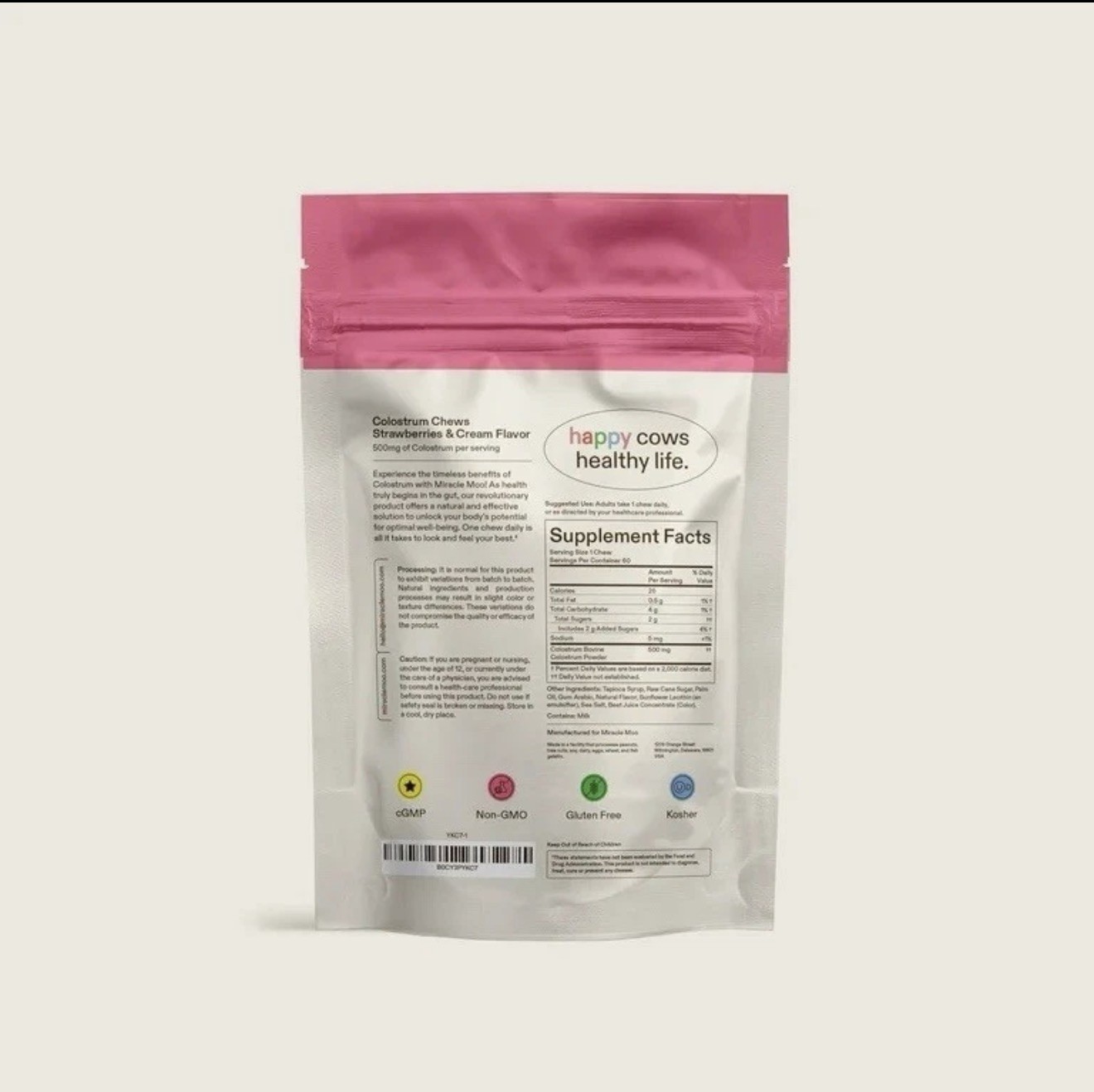 Miracle Moo Colostrum Chews Supplement for Gut Health, Bloating, Immune Support