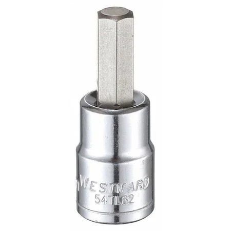 Westward 54Tl62 3/8 In Drive Hex Socket Bit Metric 8 Mm Tip, 1 3/4 In L
