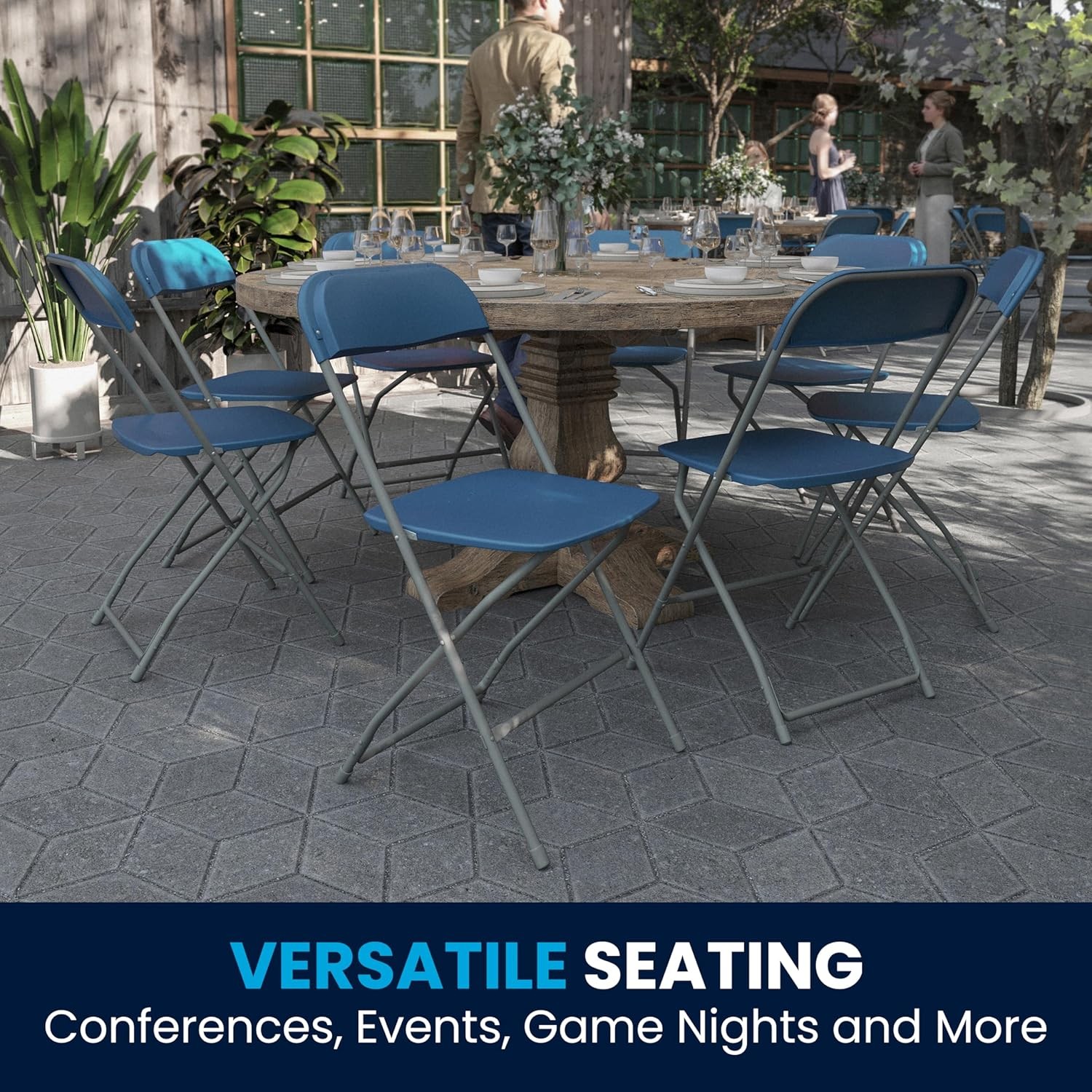 Hercules Series Plastic Folding Chair - Blue - 6 Pack 650LB Weight Capacity C...