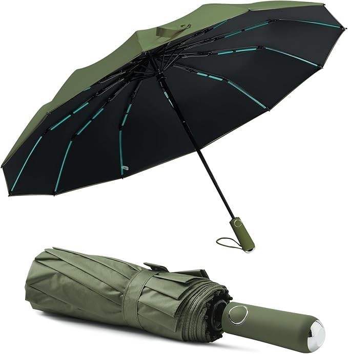 Large Double-Ribs Umbrella Automatic Folding Umbrella for Women Men, Travel, ...